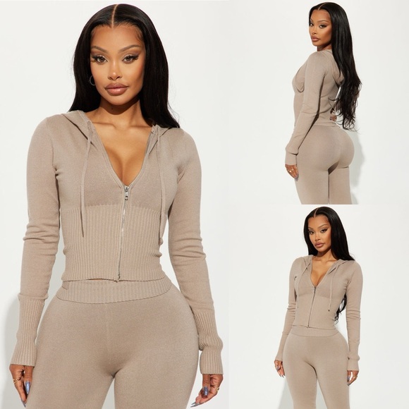 Fashion Nova Pants - Fashion Nova Women's Lena Sweater Pant Sweatpants Hoodie Set Size Large Oatmeal